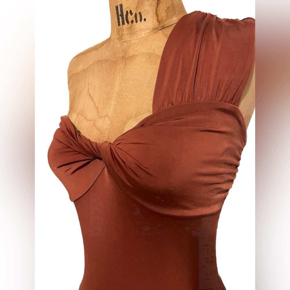 Express Rust One-Shoulder Bodysuit Like New! S - Picture 3 of 8